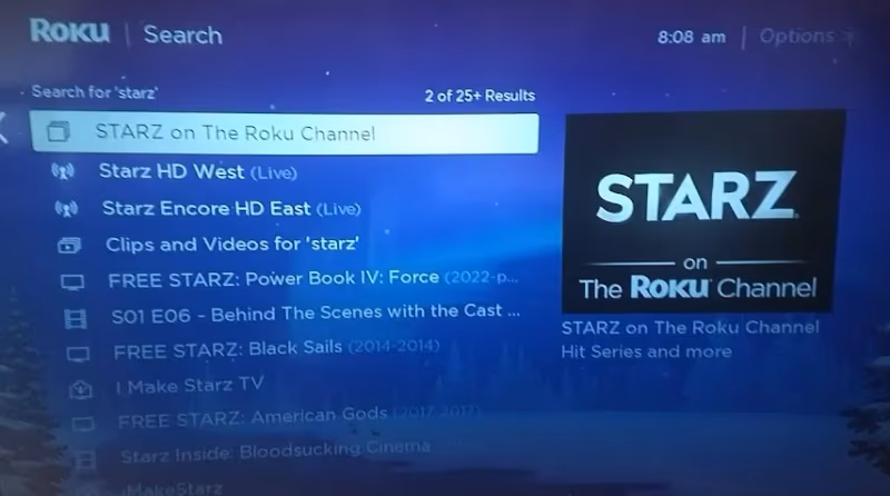 Add Starz On Roku