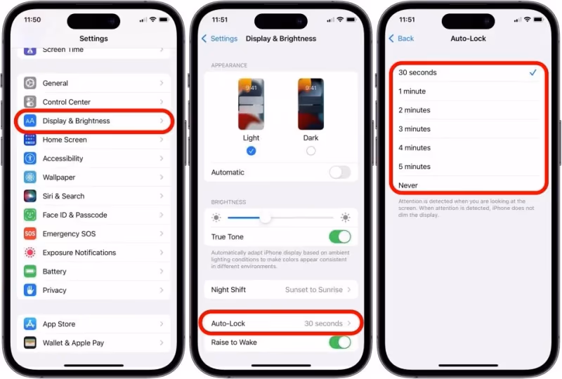 Display & Brightness Auto Lock