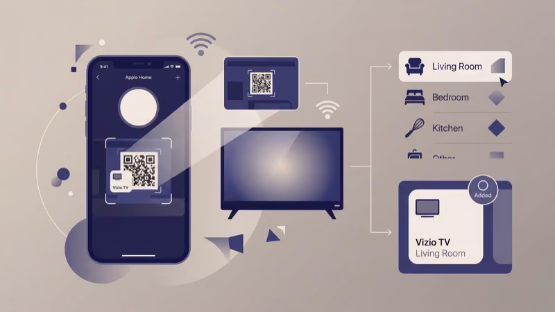 Apple Home app QR code scan adding Vizio TV as HomeKit accessory