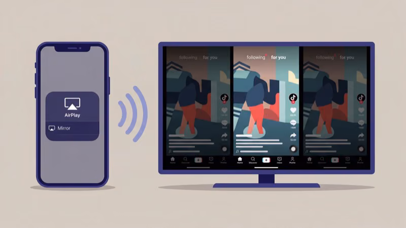 iPhone AirPlay screen mirroring menu connecting to smart TV