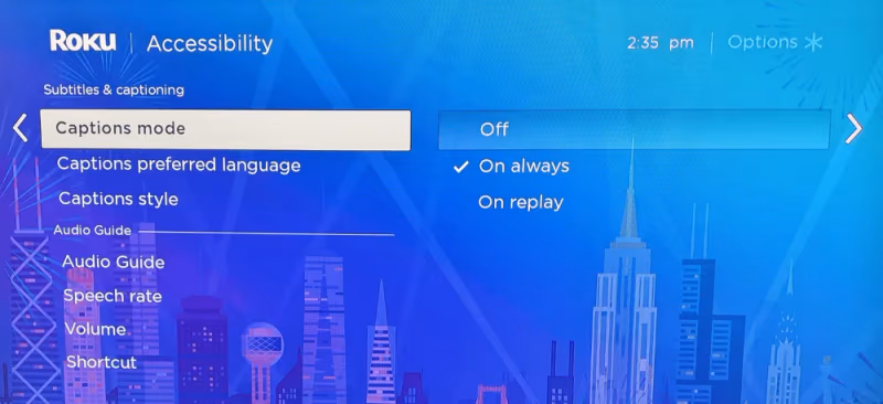 Roku Captions