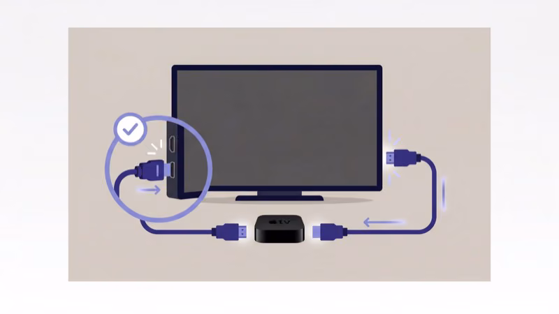 HDMI 2.1 cable being inspected for bent pins and secure connection