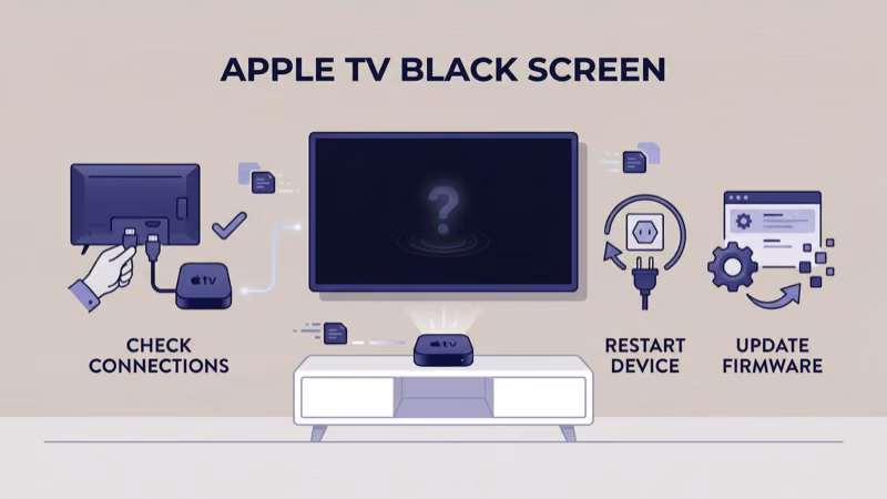 Step-by-step troubleshooting guide for Apple TV black screen issues