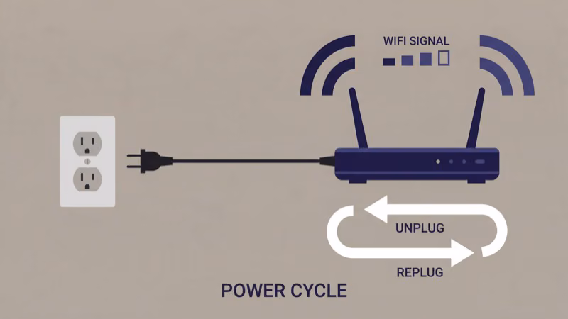 Unplugging a home router to restart it and fix Apple TV Wi-Fi drops