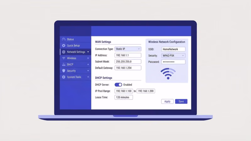 Router admin panel showing AP isolation and Bonjour multicast settings for Apple TV