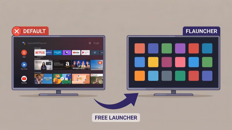 Android TV home screen customization with app row rearrangement