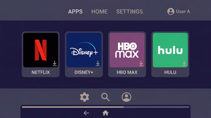 Netflix Disney Plus and YouTube TV apps displayed on Android TV interface