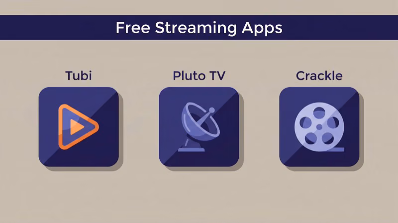 Free streaming app icons for Android TV including Tubi and Pluto TV