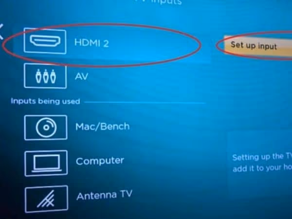 Set up input on Roku TV