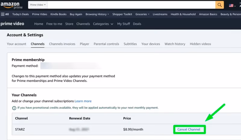 Cancel Starz Through Amazon Prime Video 3