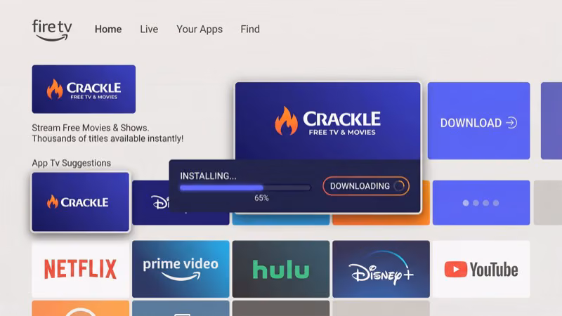 Crackle app installation screen on Amazon Fire TV Stick Appstore