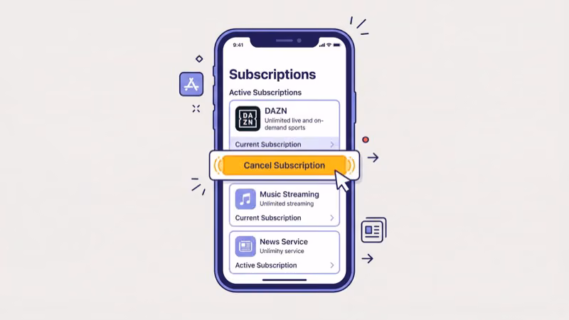 DAZN cancellation screen inside the Apple App Store subscription settings