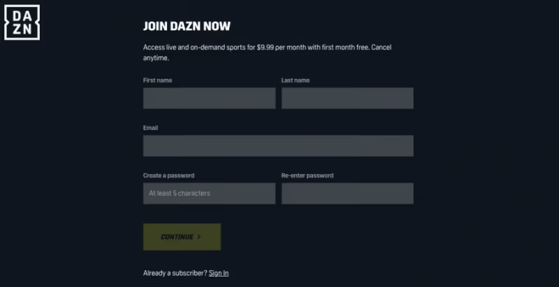 Create A New Dazn Account