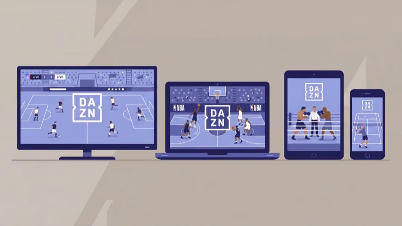 Devices supporting DAZN streaming including TV laptop and phone