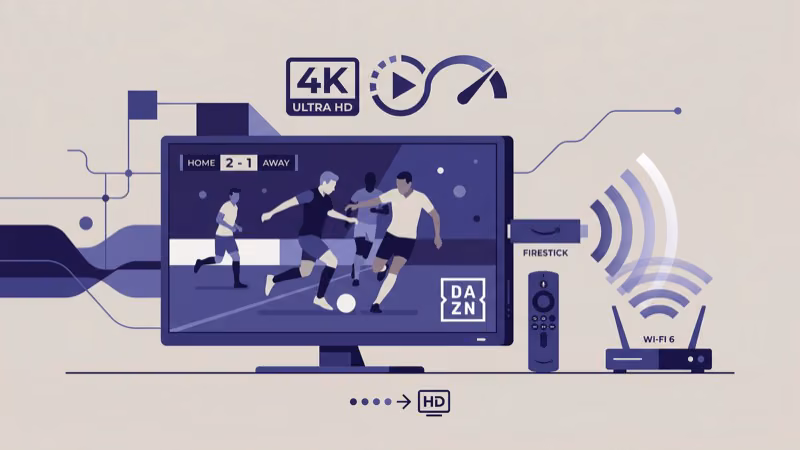 DAZN streaming quality settings showing HD and Full HD bandwidth options