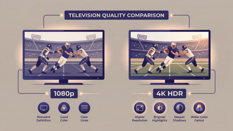 fuboTV 4K stream versus DAZN 1080p HD streaming quality comparison on large screen