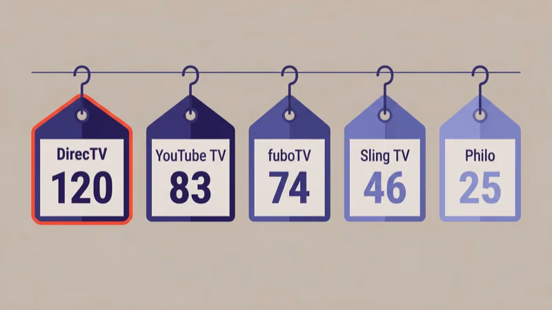 Monthly pricing comparison of budget DirecTV alternative services