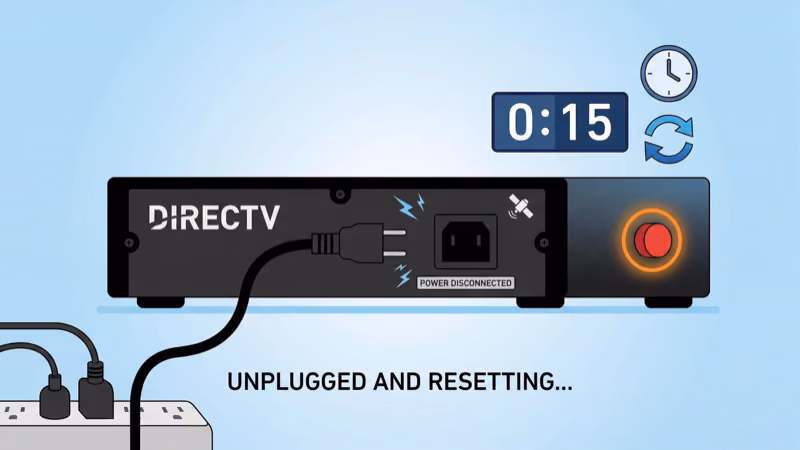DirecTV Genie receiver being unplugged from wall outlet to perform a reset