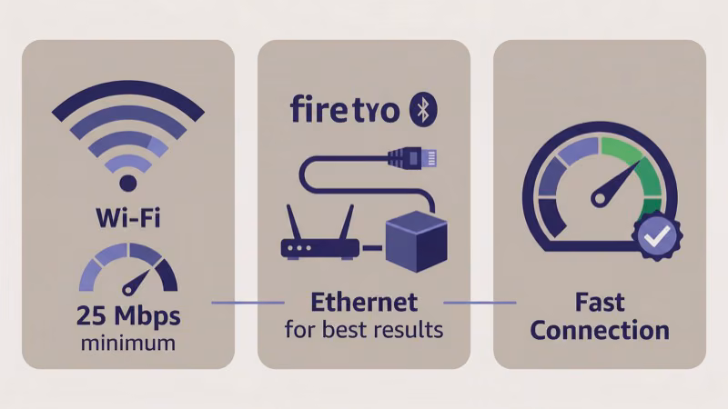 Streaming optimization tips showing Wi-Fi signal and ethernet options
