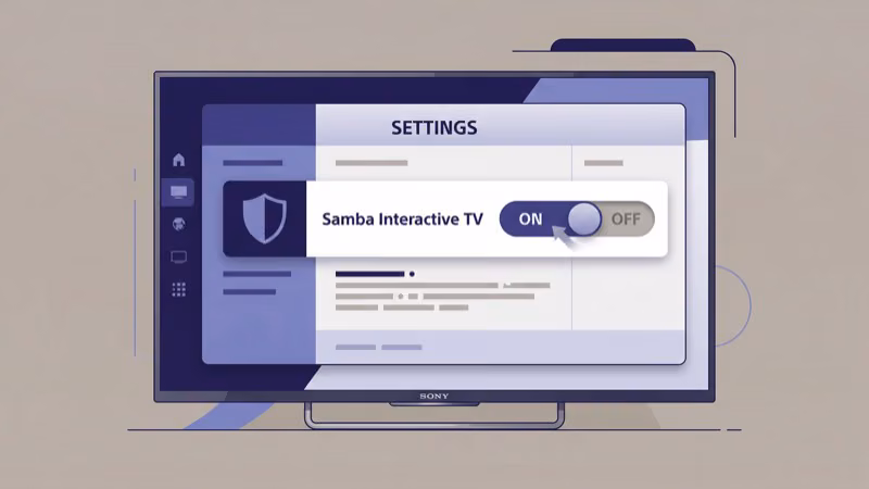 Sony Bravia Google TV settings showing Samba Interactive TV opt-out option