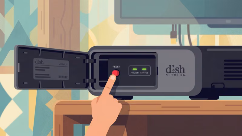 Dish Hopper receiver being unplugged from wall for 60-second power cycle reset