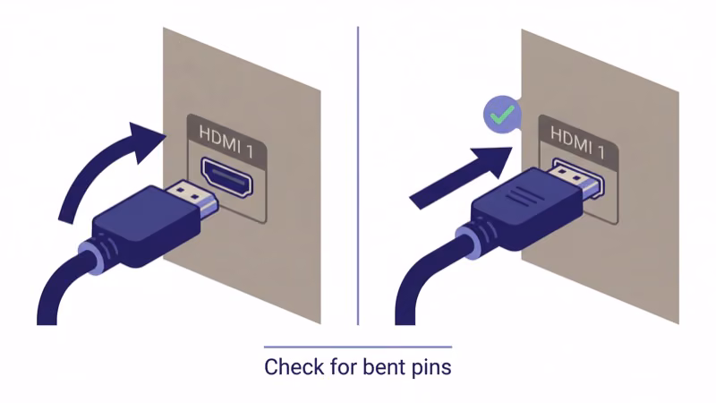 HDMI cable being unplugged and reseated into TV port for audio fix