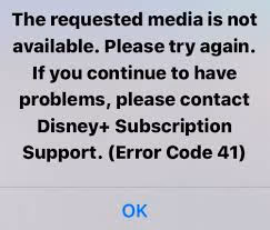 Disney Plus Error Code 41