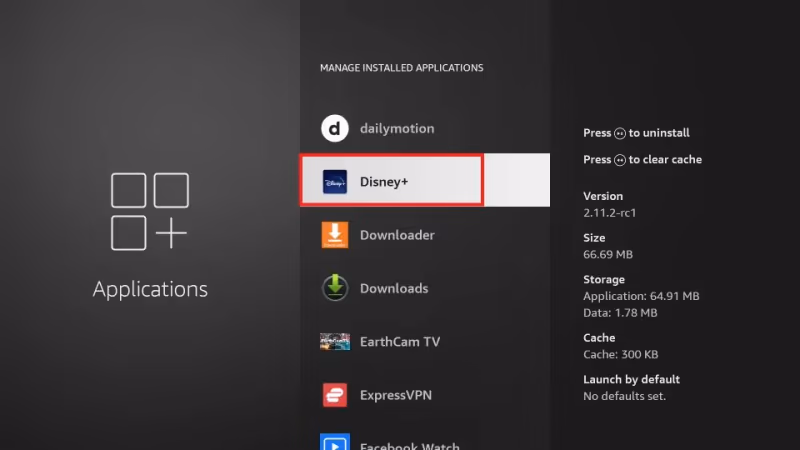 Fire Tv Manage Installed Applications Disney Plus