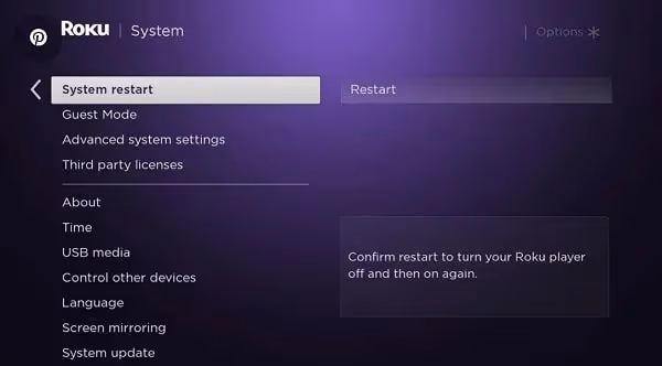 Restart Your Roku System