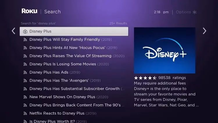 Roku Search Channels Disney Plus
