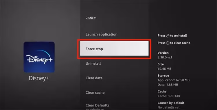 Force Quit The Disney+ App On Tv