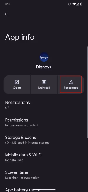 Force Quit The Disney+ App