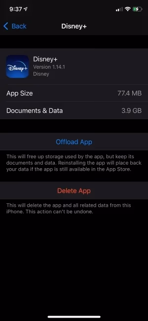 Disney Plus Offload App