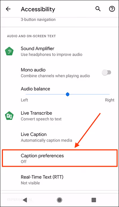 Android Caption Preferences