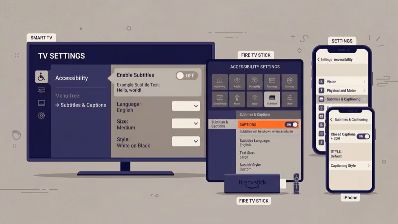 Roku accessibility settings screen showing Captions Mode options that override Disney Plus subtitles