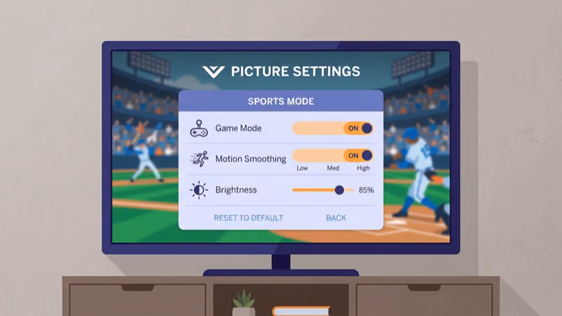 Vizio TV picture settings menu for optimal sports viewing