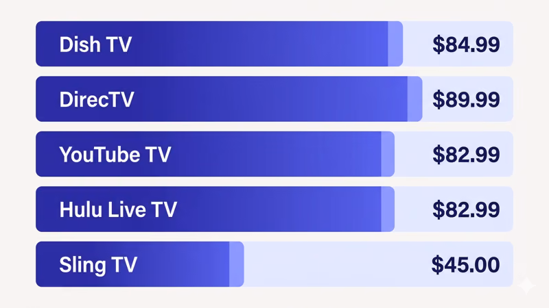 Cable and streaming provider monthly pricing comparison chart for ESPN access
