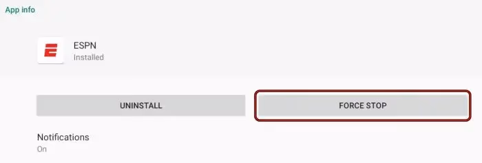 Force Close Espn Plus App