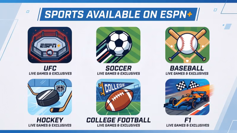 ESPN app on Samsung TV showing live MLB NHL and college football sports coverage options
