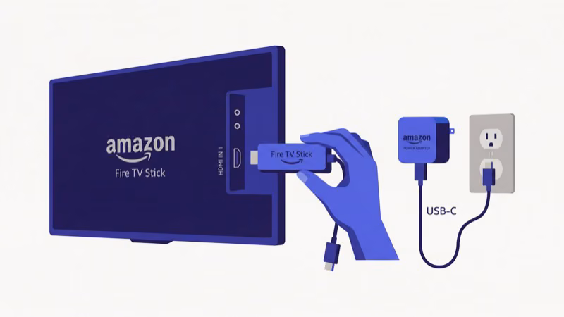 Unplugging Fire TV Stick power adapter from wall outlet to perform power cycle
