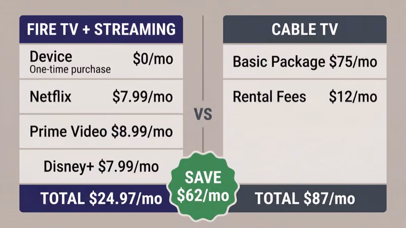 Fire TV Stick plus streaming costs versus traditional cable TV pricing