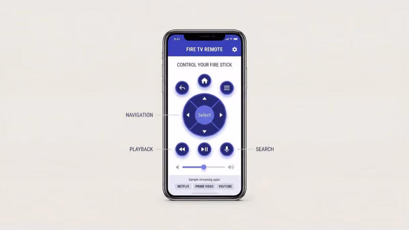 Amazon Fire TV app on a smartphone being used as a remote control