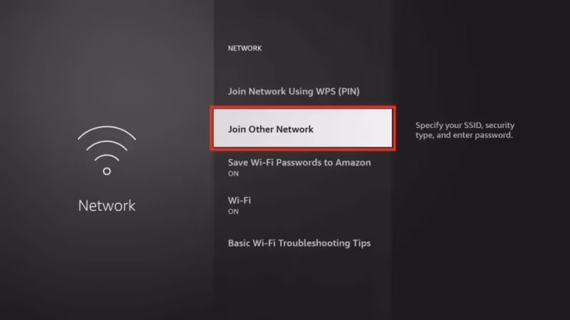 Firestick Join Other Network
