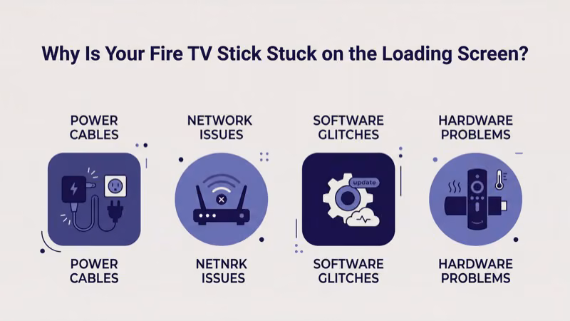 Common causes of Fire TV Stick stuck on loading screen including power