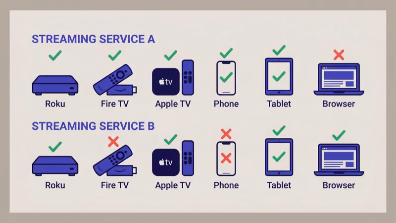 fuboTV and Spectrum TV compatible streaming devices including Roku Apple TV and Fire TV