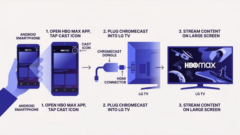 Android phone using Screen Share to cast Max streaming content to LG smart TV