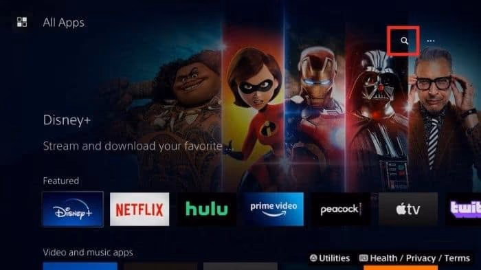 Tap on the magnifying glass icon