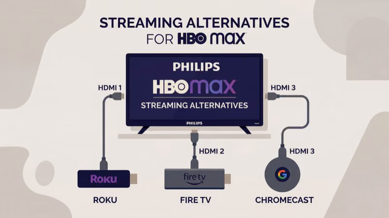 Fire TV Stick and Roku Streaming Stick plugged into Philips TV HDMI port