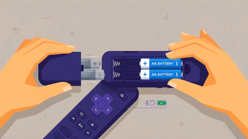 Replacing batteries in Roku remote control battery compartment
