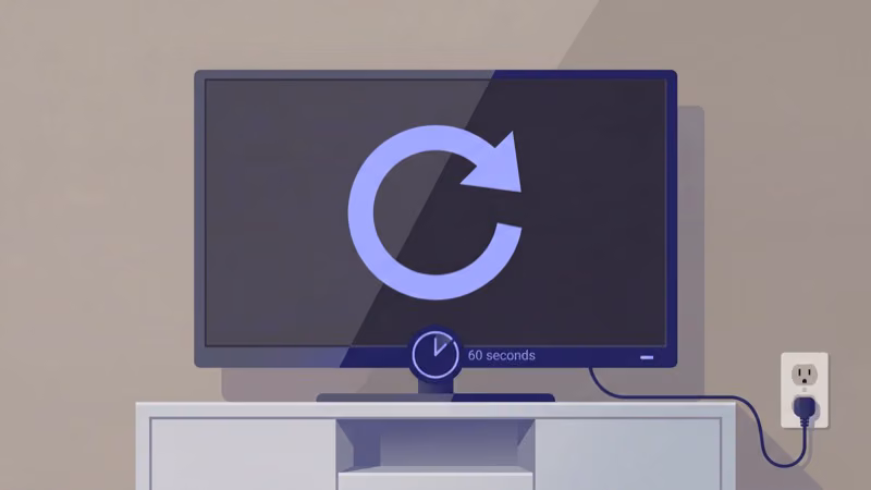Hisense TV power cycle with cord unplugged and reset symbol